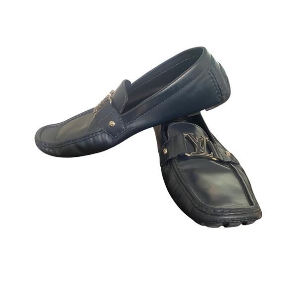 Louis Vuitton Big Logo Buckle Black Monte Carlo Loafers Size 9 - Picture 1 of 8